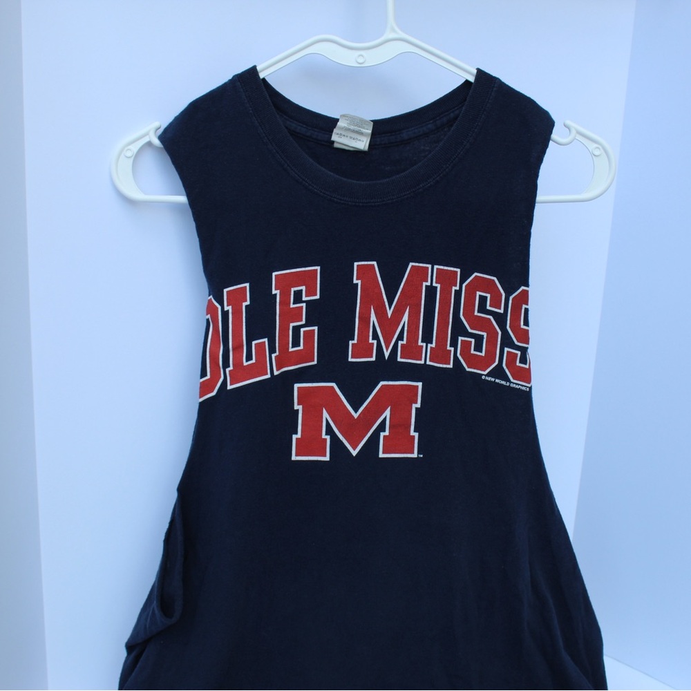 Ole Miss Rebels Cut-Off Sleeveless T-shirt: Navy Blue (College Sports Tee)